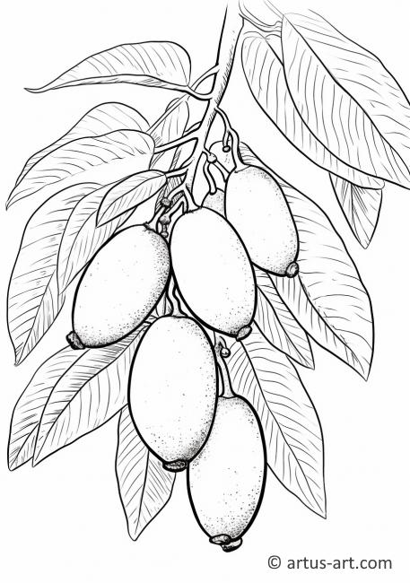 Página para colorear de hojas de mango